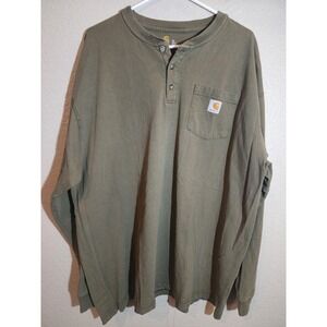 Carhartt Mens Shirt, Size XL, Green, Long Sleeve, 1/4 Button, Relaxed Fit